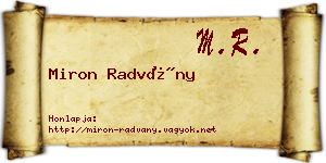 Miron Radvány névjegykártya